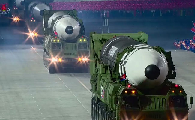 North Korea Displays Giant New Ballistic Missiles At Military Parade