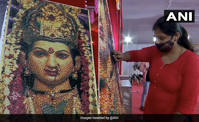 Navratri 2020: 6-Foot Goddess Durga Made With 31,000 Push Pins In Mumbai