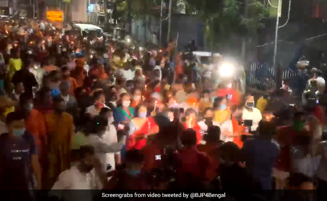 Dilip Ghosh Leads Candlelight March In Kolkata Against Police Action On BJP Workers