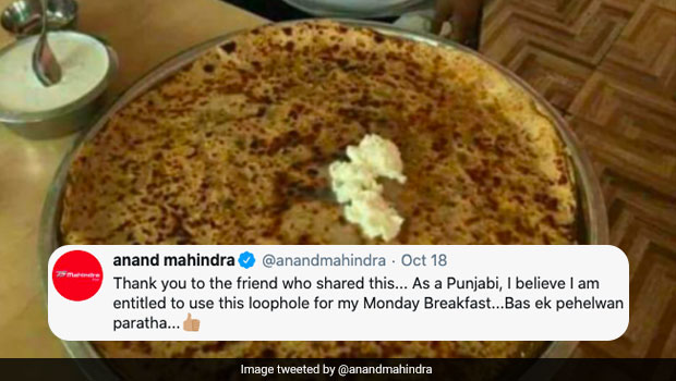 Anand Mahindra Tweets Pic Of 'Pehelwan Parantha' And Netizens Are Loving It