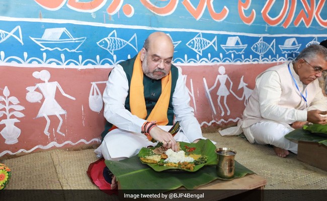 Amit Shah Eats Lunch At Tribal BJP Worker's House In Bengal
