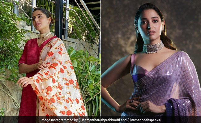 Tamannaah Bhatia's Sequin <i>Saree</i> And Samantha Ruth Prabhu's Floral Suit Is Diwali Fashion For All Styles