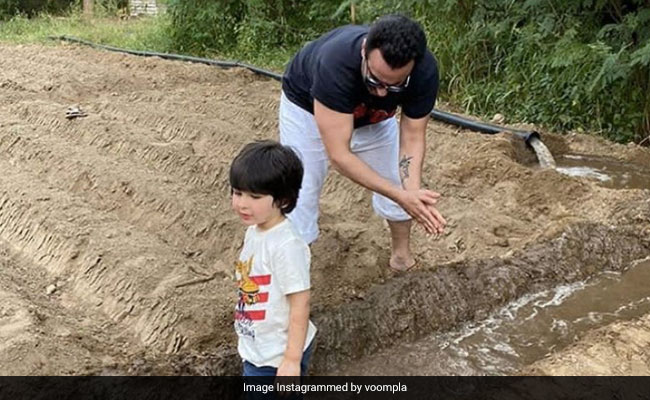 तैमूर अली खान पापा सैफ अली खान के साथ यूं खेती करते आए नजर, वायरल हुईं Photos