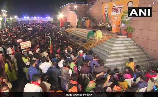 PM Narendra Modi Arrives At BJP Event To Mark Bihar Win