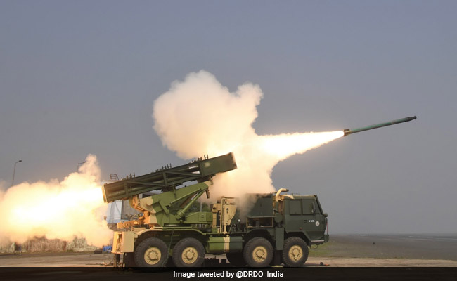 Long Range Pinaka Rocket System Test-Fired Off Odisha Coast