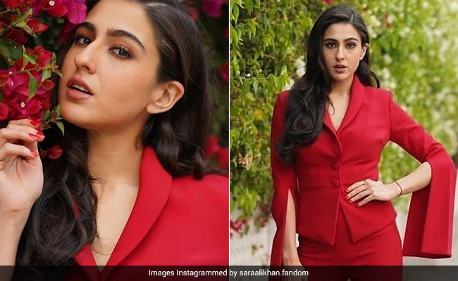 Sara Ali Khan Looks Ready For The Party Season In A Gorgeous Red Pantsuit