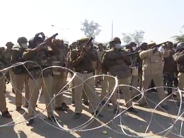 Dramatic Video Of Cops Tear-Gassing Farmers At Delhi-Haryana Border