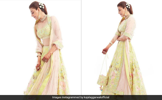 Kajal Aggarwal&rsquo;s Floral <i>Lehenga</i> Is Straight Out Of A Pastel Dream