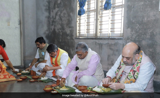Amit Shah Has Lunch At A Refugee Community Family Home In Bengal