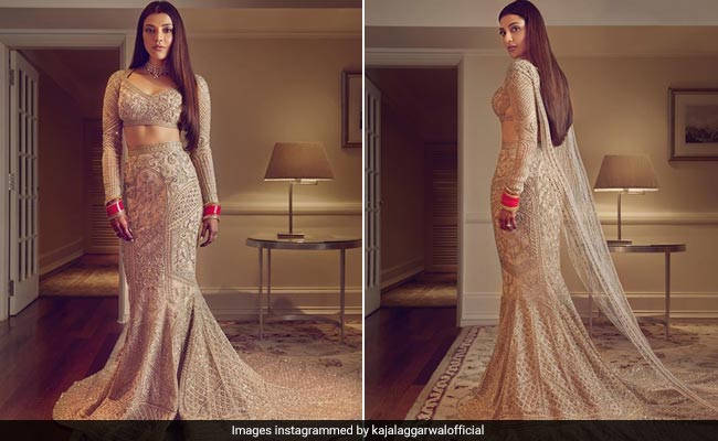 Kajal Aggarwal's Wedding Reception Mermaid Lehenga Sets Major Bridal Goals