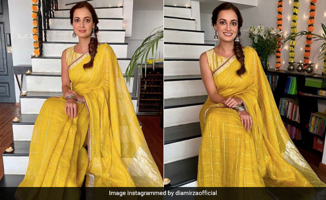 Dia Mirza's Stunning Yellow <i>Saree</i> Is Just What Your Festive Season Day Look Needs