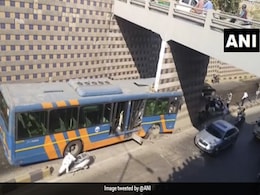 Bus Rams Underpass Pillar, Splits Into Two In Gujarat's Ahmedabad Bus Rams Underpass Pillar, Splits Into Two In Gujarat's Ahmedabad