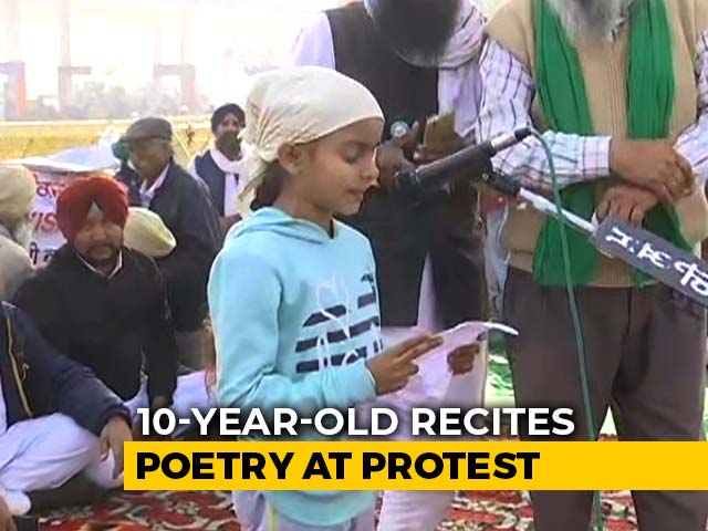 10-Year-Old Recites Poetry At Tikri Border Protest