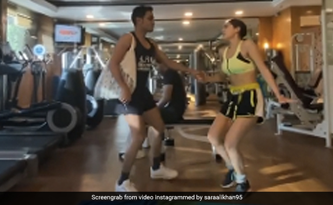 Actress Sara Ali Khan was spotted having some fun at the gym