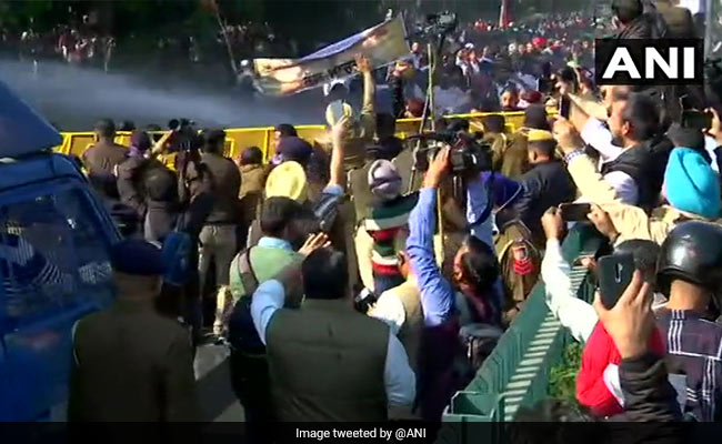Water Canons Used On Congress Workers Protesting Near Haryana Chief Minister's Home