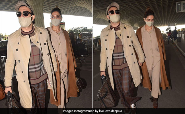 Deepika Padukone, Ranveer Singh Notch Up Airport Fashion In Winter Wear