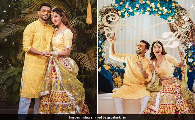 #GaZa Wedding: Gauahar Khan Is A Floral Dream In Her Colourful <i>Lehenga</i>