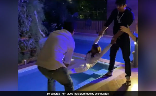 On Shehnaaz Gill's 27th Birthday, Sidharth Shukla Throws Her Into Pool. Watch Epic Video