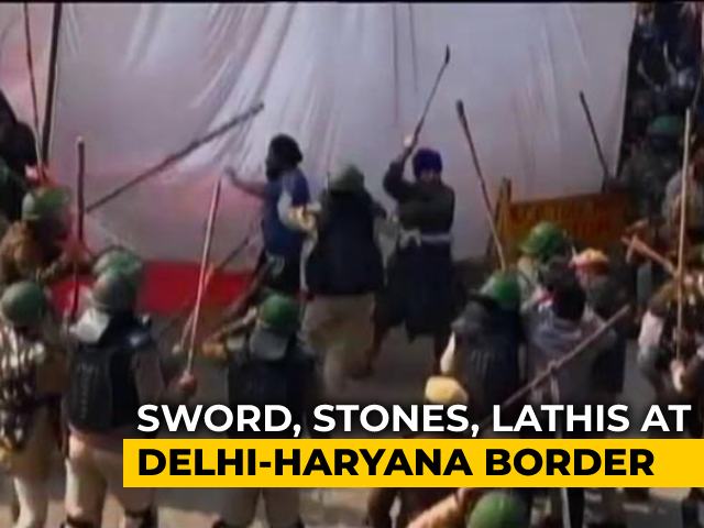 Sword, Stones, Lathis At Delhi-Haryana Border