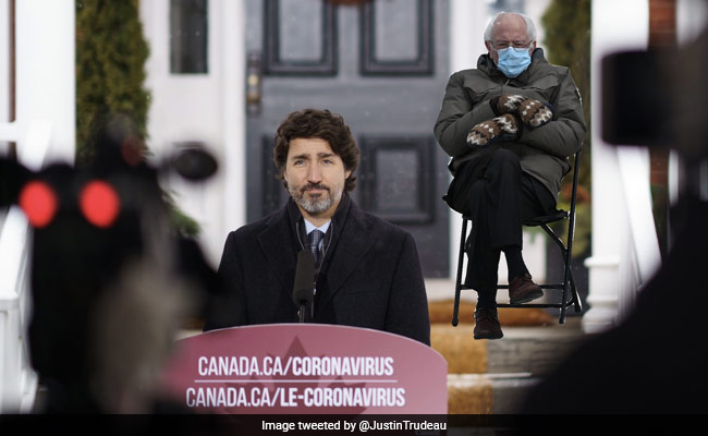 Justin Trudeau Co-Opts Bernie Sanders Meme To Urge Canadians To Stay Home