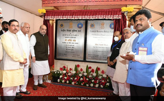 Missing Kannada On Central Force's Karnataka Unit Plaque Riles HD Kumaraswamy