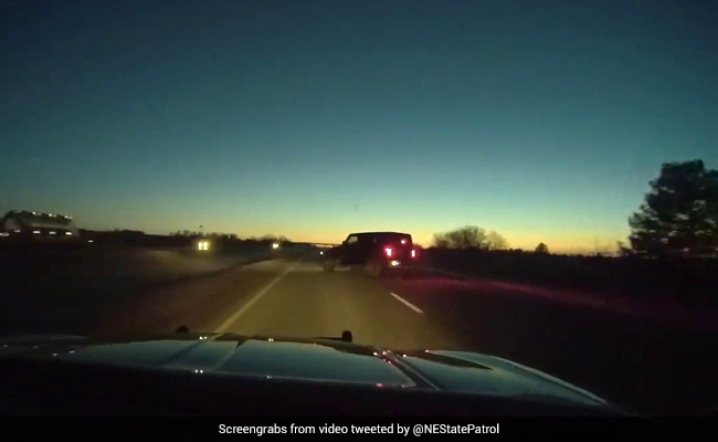 Dramatic Footage Shows Car Swerving Wildly On Frosty Road, Flipping Into Ditch