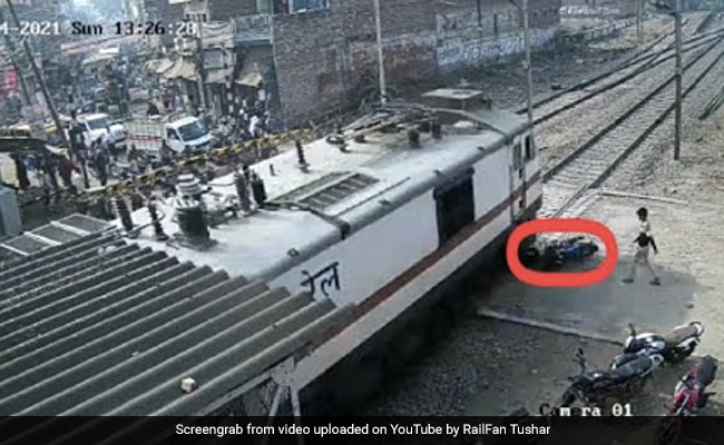 Viral Video: Man Narrowly Avoids Getting Hit By Train That Crushed His Bike
