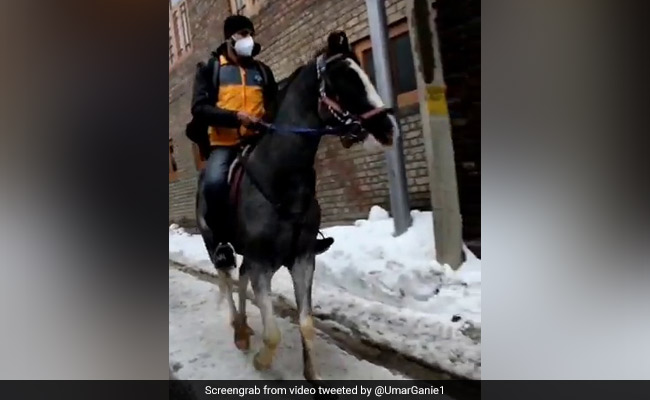 Viral Video: Amazon Delivery Man Arrives On Horseback In Snow-Covered Srinagar