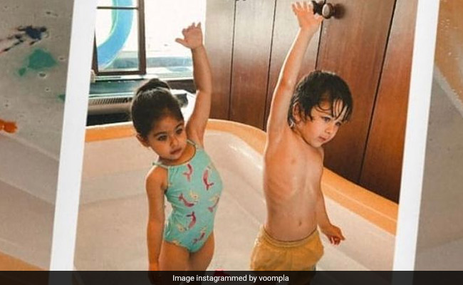 तैमूर अली खान बहन इनाया खेमू के साथ टब में एक्सरसाइज करते आए नजर, देखें Photo