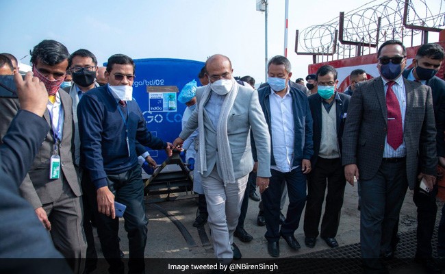 Manipur Chief Minister Receives Covidshield Covid Vaccine At Airport