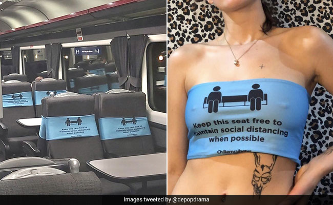 Woman Sells Social Distancing Signs Taken From Train As Crop Tops