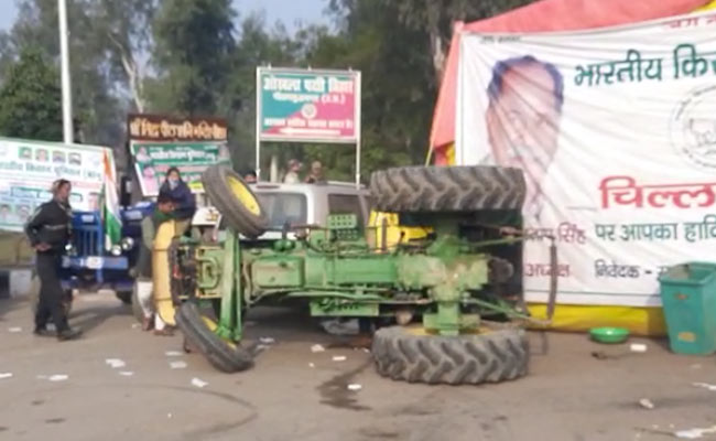 Tractor With 2 Farmers Overturns During Stunt At Delhi-Noida Border