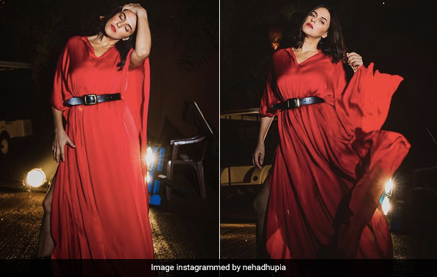 Neha Dhupia Is Bold And Beautiful In A Stunning Red Maxi