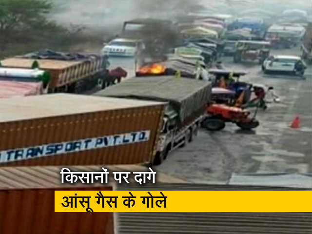 खेड़ा बॉर्डर पर किसानों ने बैरीकेड तोड़ दिल्ली कूच करने का प्रयास किया