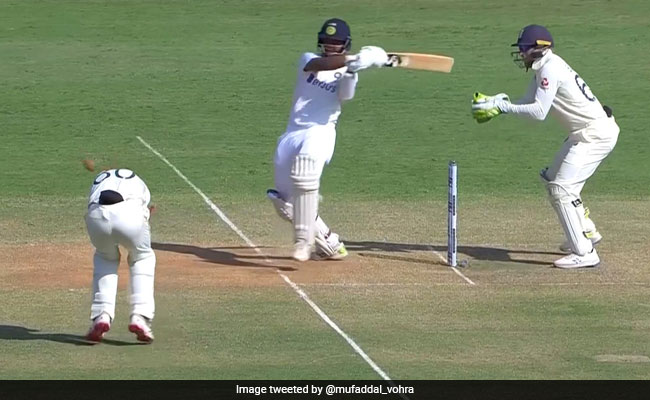 Cheteshwar Pujara got out in an unlucky fashion Watch Video India Vs England 1st test match