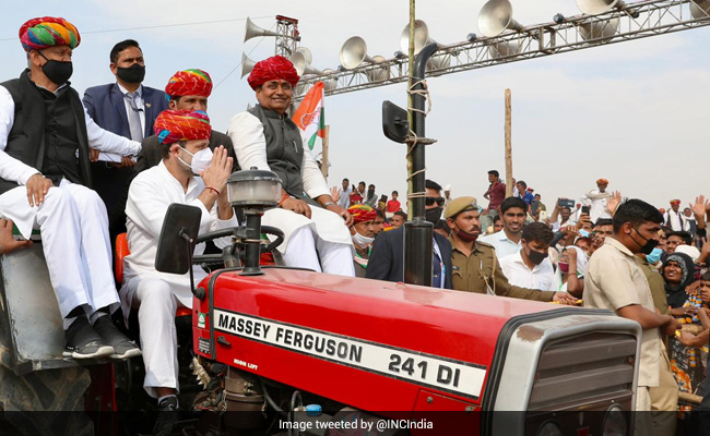 "Modi<i>ji Chahte Hain</i>...": Rahul Gandhi At Rajasthan Tractor Rally