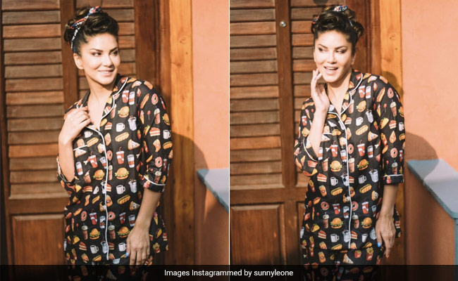 Sunny Leone Sets Loungewear Goals In Fun Food Print Pajamas