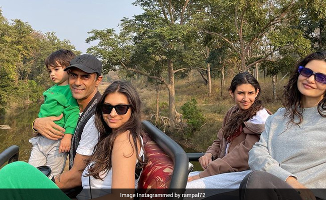 Pics From Arjun Rampal's Trip To Satpura Tiger Reserve With Girlfriend Gabriella Demetriades, Son Arik And Daughters Mahikaa, Myra