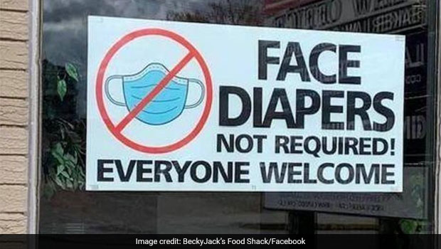 'Face Diapers Not Required' Sign By A Restaurant Divided The Internet On Face Mask Policy