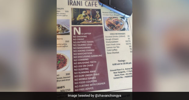 Pune Cafe's Funny List Of Forbidden Things Has Left Twitter Puzzled