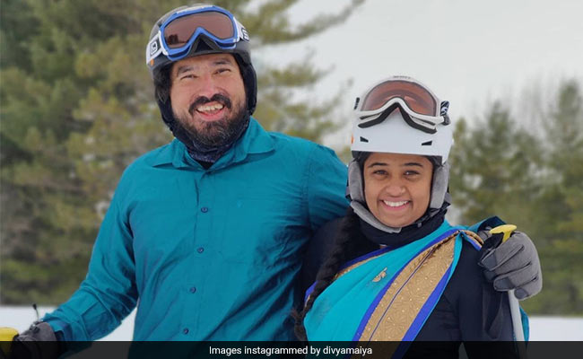Couple Goes Skiing In <i>Saree</i> And <i>Dhoti</i>. Watch Viral Video
