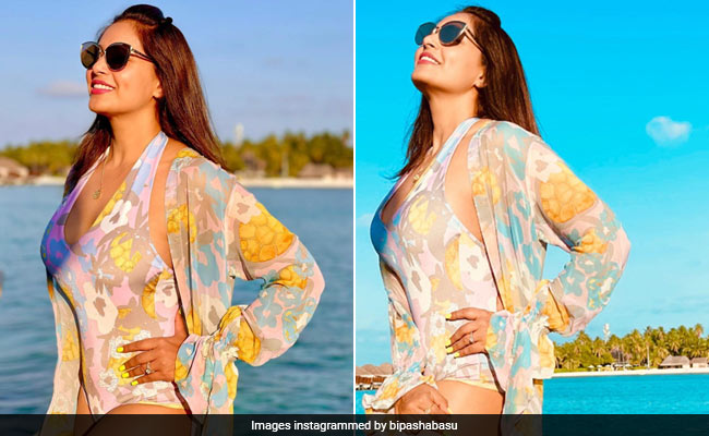 Bipasha Basu Does Beach Holiday Right In A Colourful Printed Swimsuit