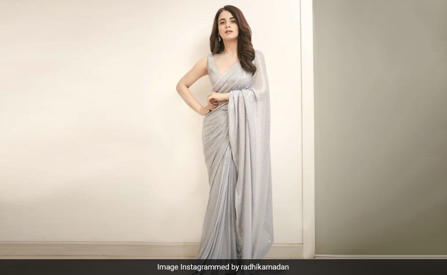 Radhika Madan Shows Us How To Work Neutral Hues In A Sequin Saree