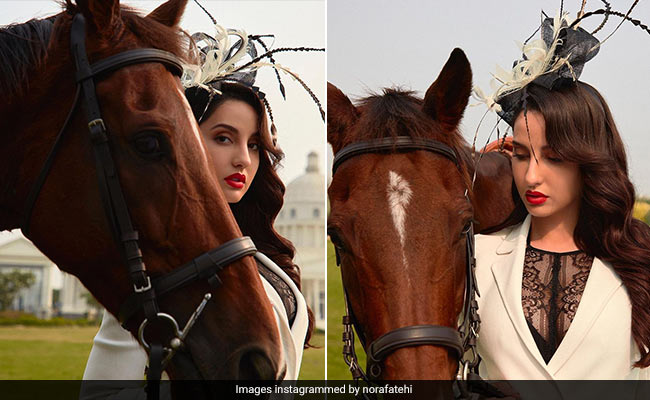 Nora Fatehi Is Ready To Hit The Sunday Derby In A Chic Black And White Ensemble