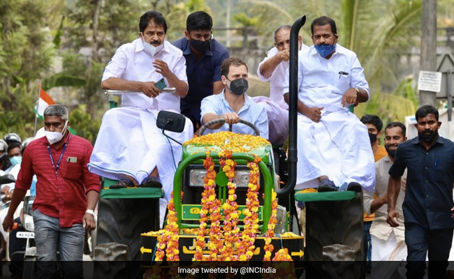 Rahul Gandhi Leads Tractor Rally In Kerala To Protest Against Farm Laws