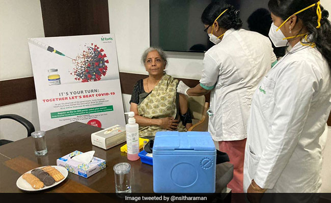 Nirmala Sitharaman Takes First Dose Of COVID-19 Vaccine