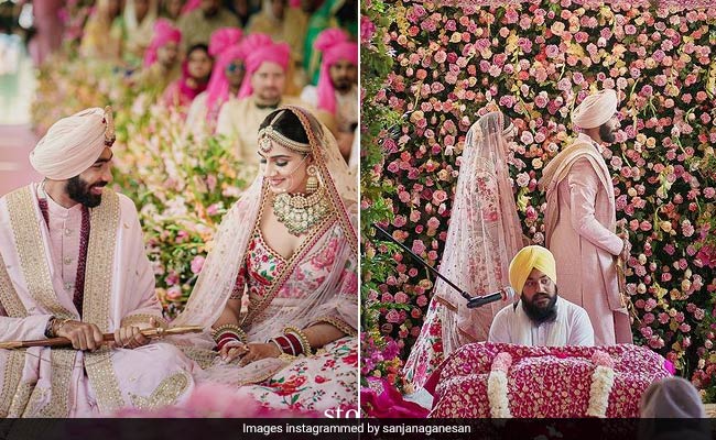 Jasprit Bumrah And Sanjana Ganesan In Pastel Ethnic Fashion Looks Are A Spring Wedding Dream