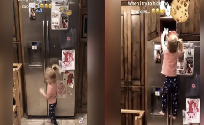 कुकीज लेने के लिए बच्ची ने किया टॉम क्रूज जैसा स्टंट, वायरल हुआ वीडियो