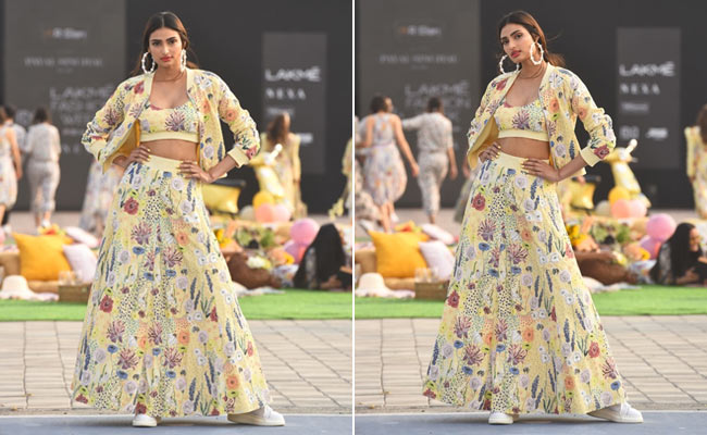 Athiya Shetty Plays Muse In A Floral <i>Lehenga</i> With An Athleisure Spin At LFW