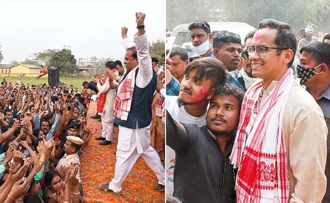 असम चुनाव में जब कांग्रेस-बीजेपी के शीर्ष नेता मंच पर ही करने लगे डांस, देखें वीडियो